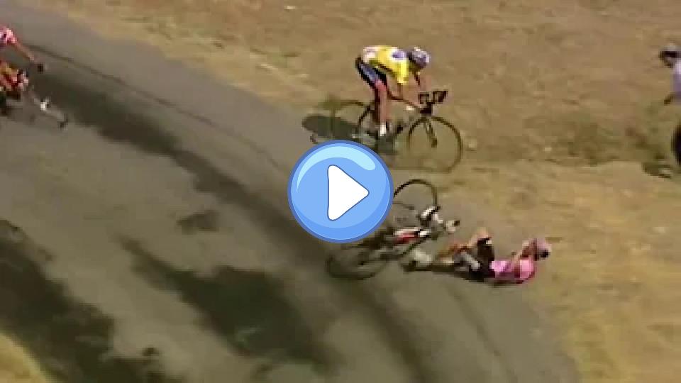 Video thumb: In the 2003 Tour de France, Joseba Beloki suffered a significant crash during the ninth stage. The incident occurred on a descent when Beloki lost control of his bike on a patch of melted tarmac, causing him to fall heavily and sustain multiple injuries, including a fractured femur, elbow, and wrist. This crash effectively ended his challenge for the podium in that year's race and had a lasting impact on his cycling career.