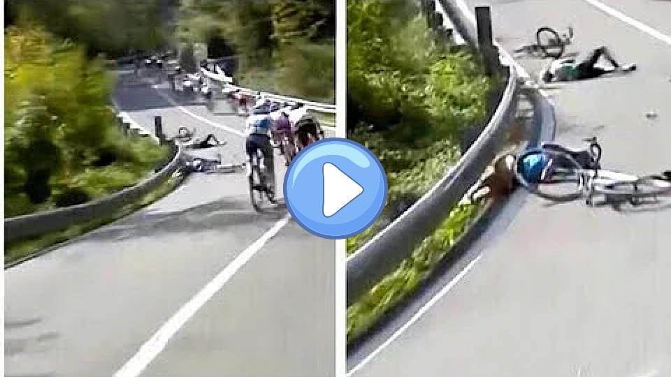 Video thumb: Cycling horror crash as Mikel Nieve is rushed to the hospital in the final race of his career