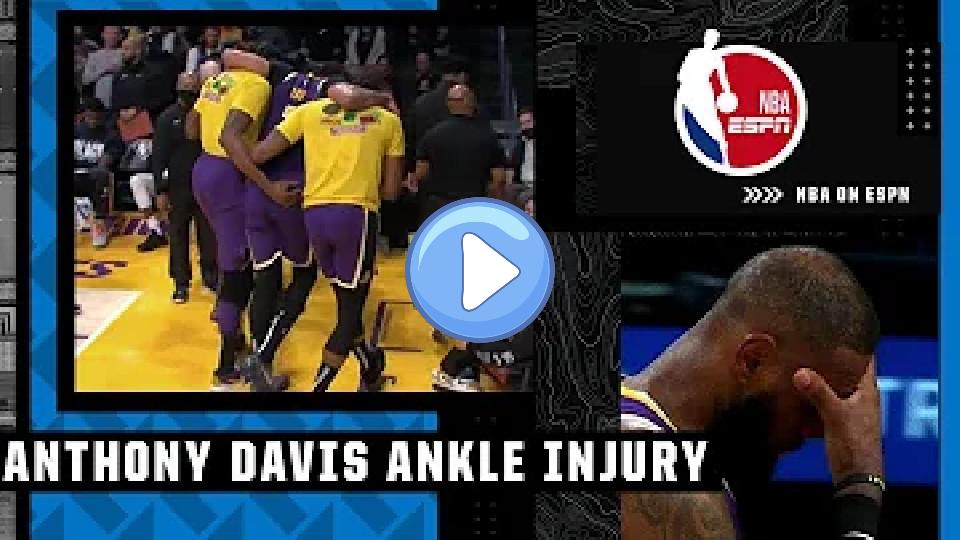 Video thumb: Anthony Davis had to be carried off the court after an apparent ankle injury. 🥺 | NBA on ESPN