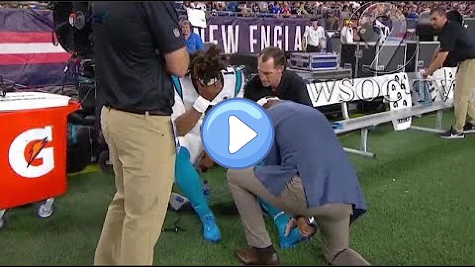 Video thumb: Cam Newton left the preseason game against the Patriots after a foot injury.