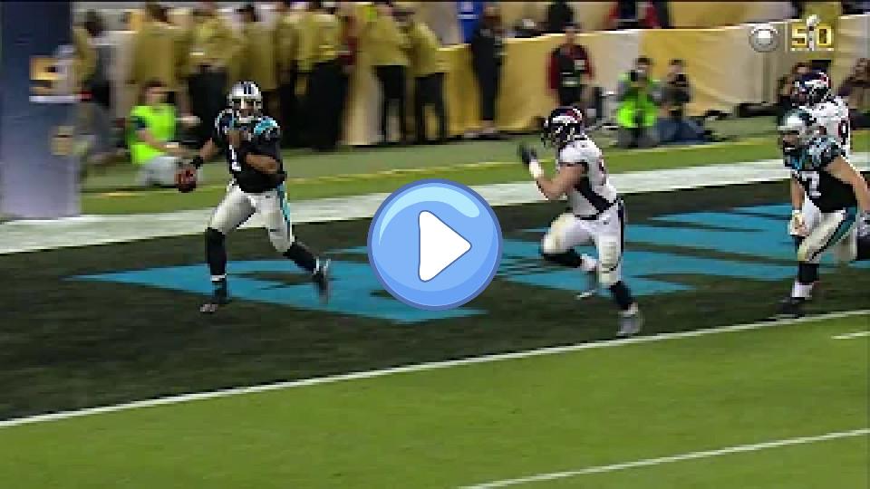 Video thumb: Cam Newton gets roughed up by Derek Wolfe.