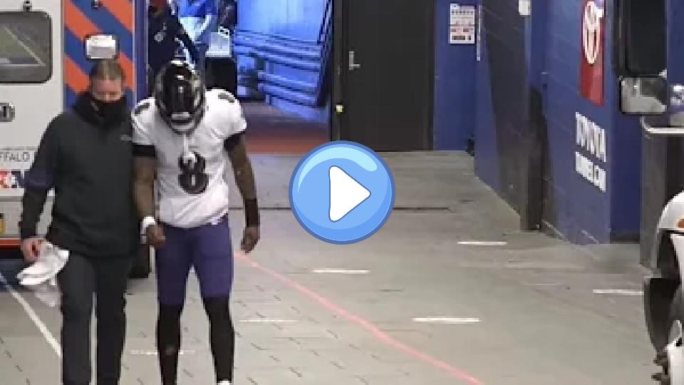 Play video: Lamar Jackson Concussion Injury & Unable to Return Due to Concussion Protocols | Bills vs. Ravens Video thumb: Lamar Jackson Concussion Injury & Unable to Return Due to Concussion Protocols | Bills vs. Ravens