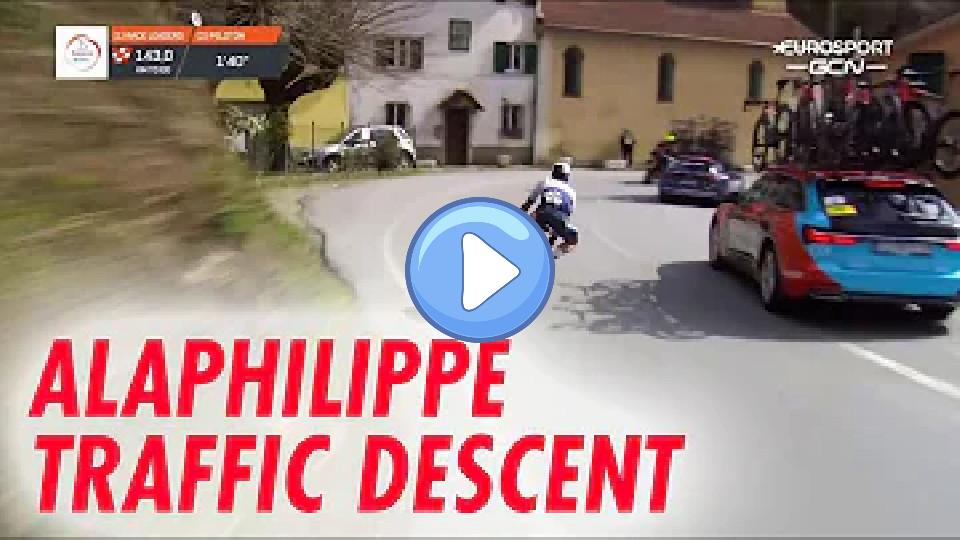 Video thumb: Julian Alaphilippe showcases his descending skills as he chases the peloton at Milano-San Remo 2023. Eurosport.