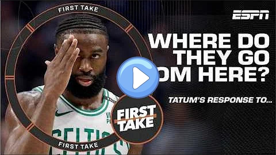 Video thumb: Jayson Tatum 'LOOKED UNCOMFORTABLE' answering Jaylen Brown Team USA question | First Take