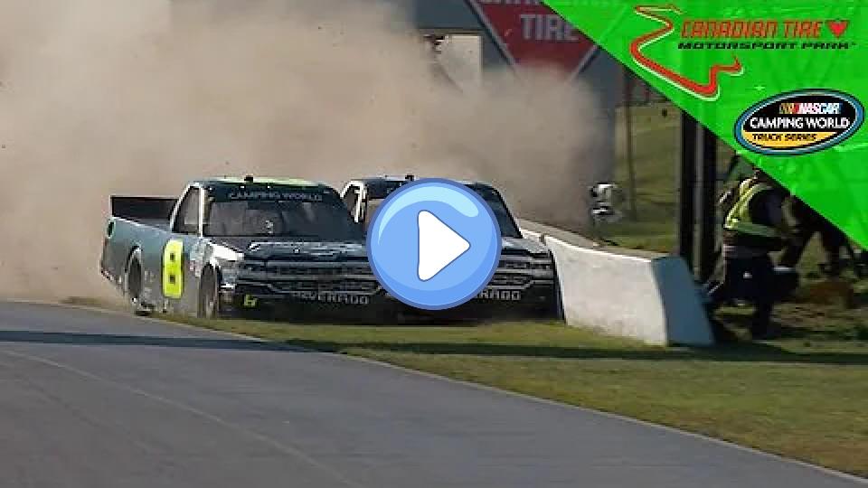 Video thumb: Nemechek, Custer crash coming to the finish line in Canada