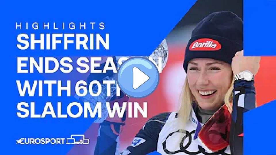 Video thumb: 🐐 Mikaela Shiffrin caps an injury-marred season with a record-extending 60th win in slalom | Highlights