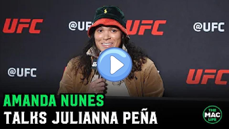 Play video: Amanda Nunes discusses Julianna Peña's comments on motherhood and reveals that a pre-fight injury affected her training camp. Video thumb: Amanda Nunes discusses Julianna Peña's comments on motherhood and reveals that a pre-fight injury affected her training camp.