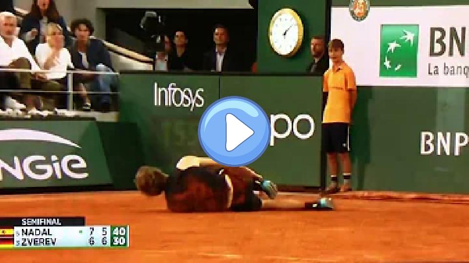 Video thumb: Zverev Suffers Major Injury While Playing Nadal at the 2022 French Open.