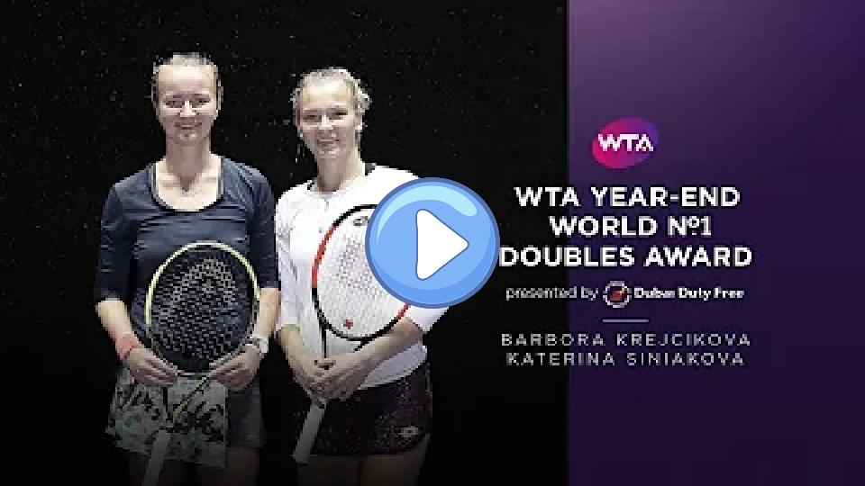 Play video: Barbora Krejcikova and Katerina Siniakova Secure Year-End No. 1 Doubles Ranking Video thumb: Barbora Krejcikova and Katerina Siniakova Secure Year-End No. 1 Doubles Ranking
