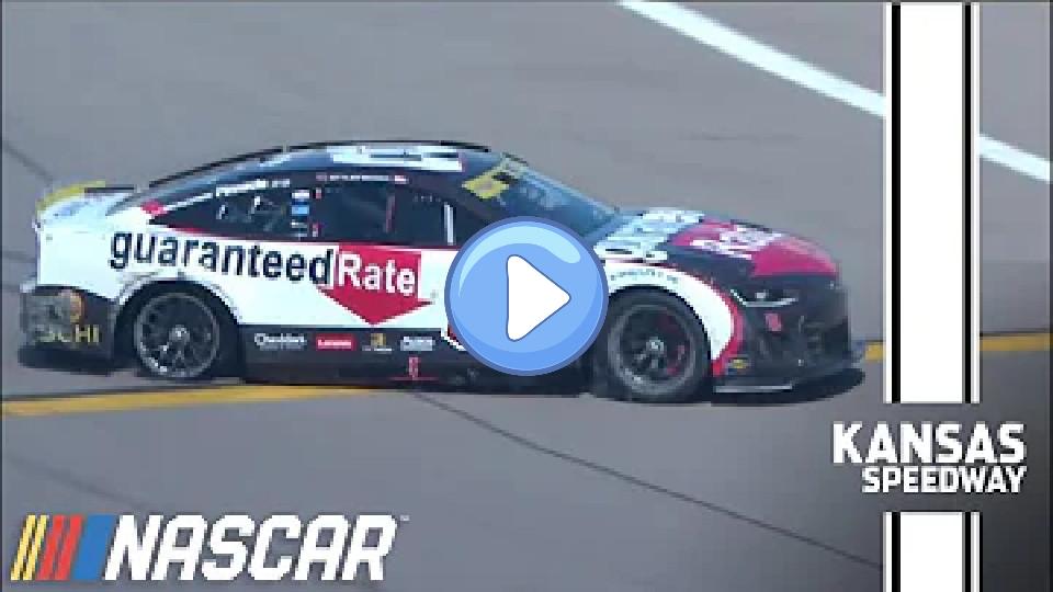 Video thumb: Pole sitter Tyler Reddick suffers an issue and makes contact with the wall at Kansas.