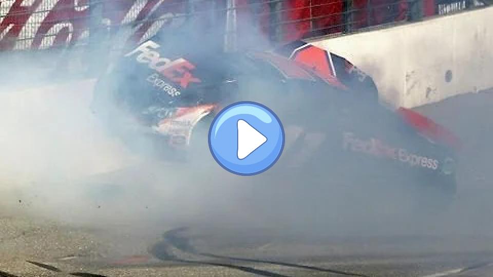 Video thumb: Hamlin's last lap crash at the Auto Club 400