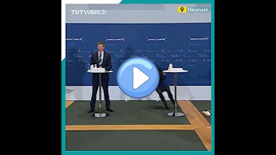 Video thumb: Danish official faints during COVID-19 conference