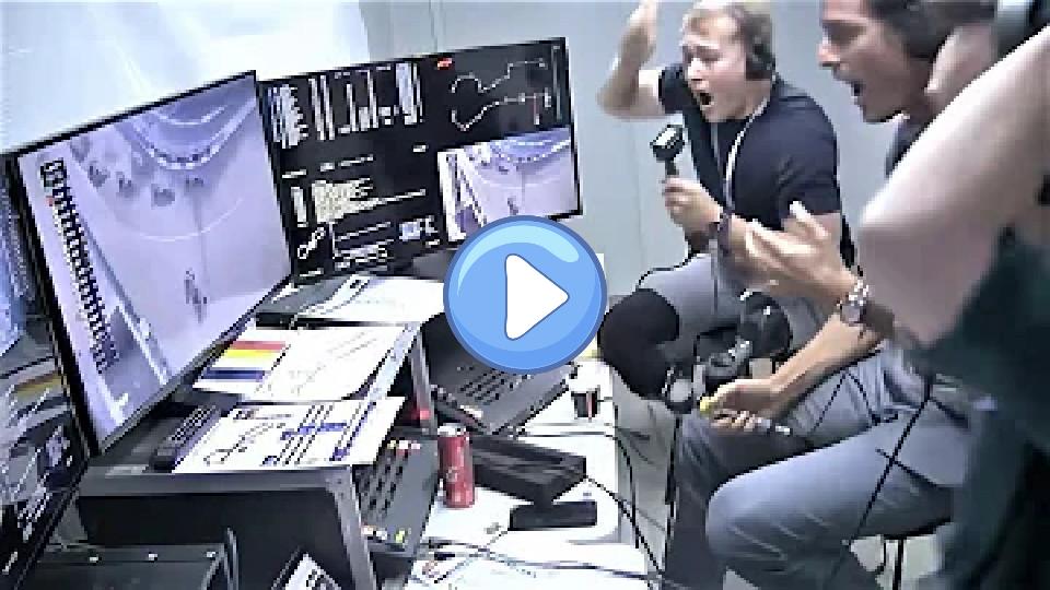 Play video: Another perspective of Mark Webber's reaction to Hamilton's mistake in Baku. Video thumb: Another perspective of Mark Webber's reaction to Hamilton's mistake in Baku.