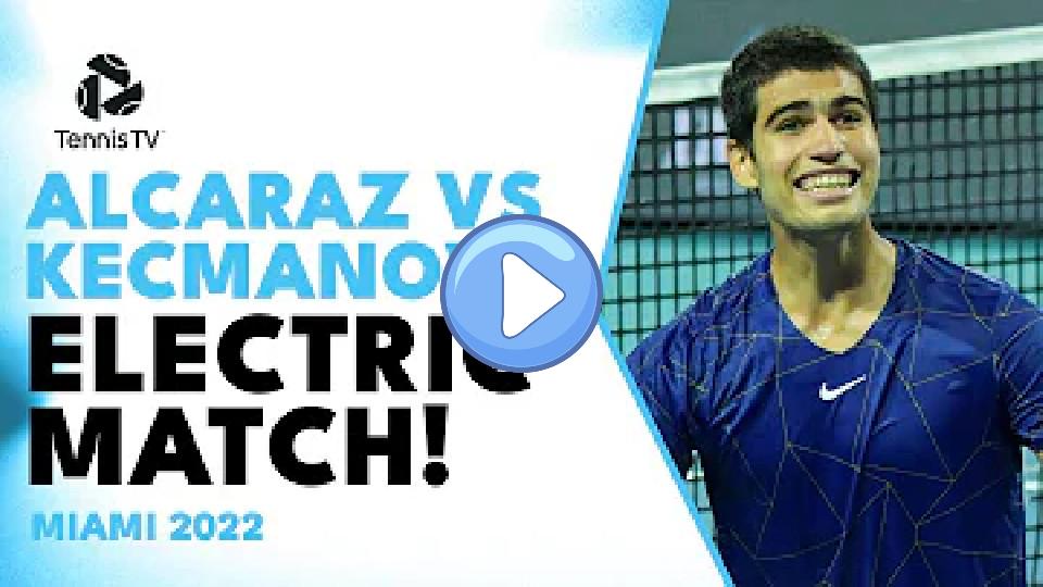 Play video: Carlos Alcaraz vs Miomir Kecmanovic First Meeting Thriller! | Miami 2022 Extended Highlights Video thumb: Carlos Alcaraz vs Miomir Kecmanovic First Meeting Thriller! | Miami 2022 Extended Highlights