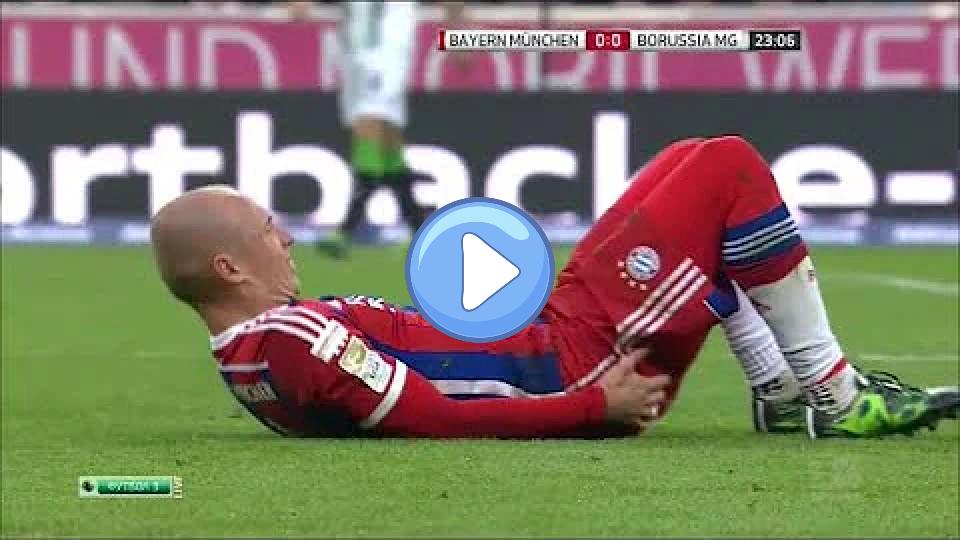 Video thumb: Arjen Robben injury vs Borussia Mönchengladbach (March 22, 2015)