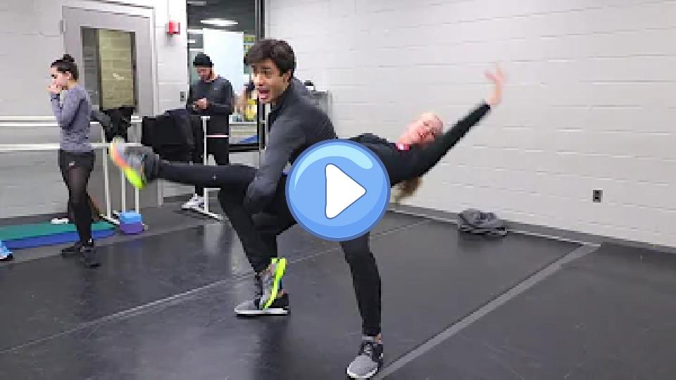 Play video: Warming up with Olympians Kaitlyn Weaver & Andrew Poje 🇨🇦 Video thumb: Warming up with Olympians Kaitlyn Weaver & Andrew Poje 🇨🇦