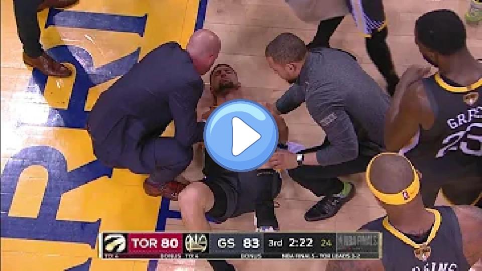 Video thumb: Klay Thompson Leg Injury, Torn ACL - Game 6 | Raptors vs. Warriors | 2019 NBA Finals