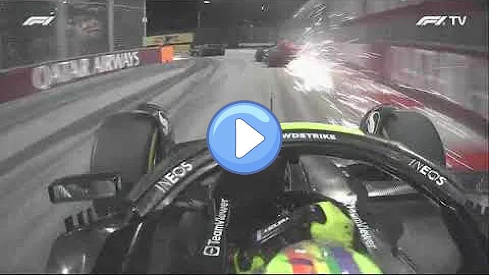 Video thumb: George Russell's crash from Hamilton's and Norris's perspectives