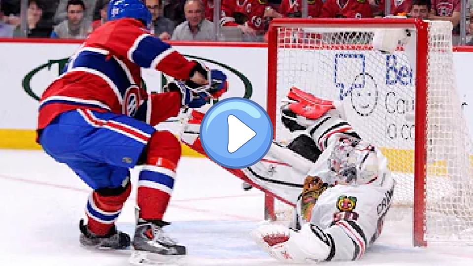 Play video: Crawford robs Eller with the tip of his skate. Video thumb: Crawford robs Eller with the tip of his skate.