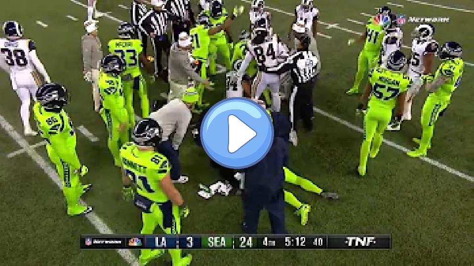 Video thumb: Rams' Jared Goff and Seahawks' Jon Ryan both take significant hits.