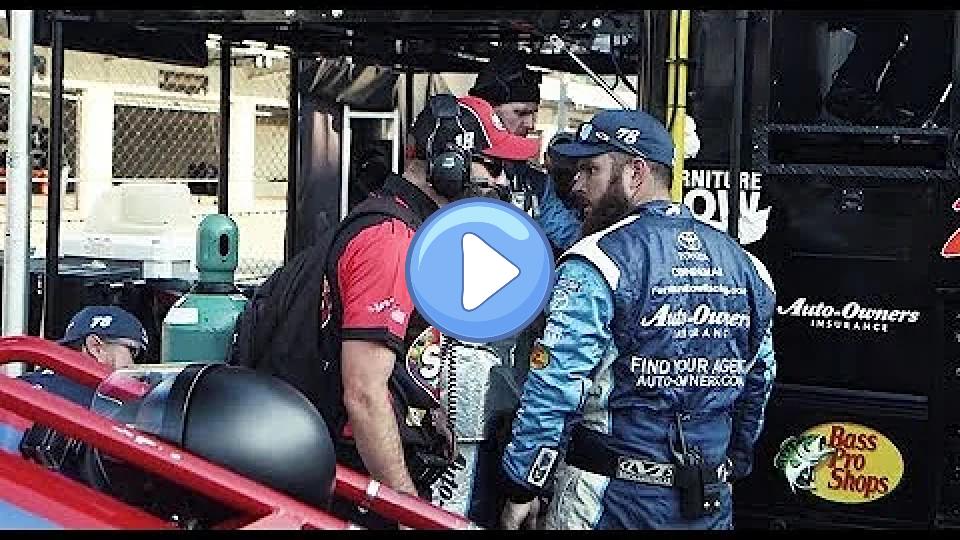 Video thumb: Kyle Busch-Martin Truex Jr. wreck in 2017 Indy leads to NASCAR crew fight.