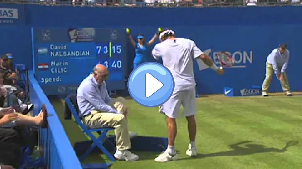 Video thumb: David Nalbandian kicks a linesman.