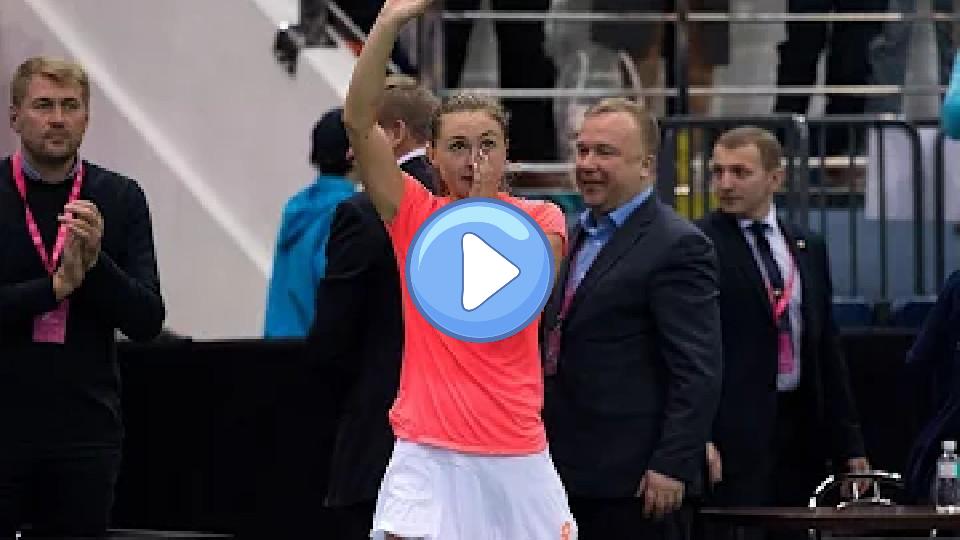 Video thumb: Aliaksandra Sasnovich wins the opening match in Minsk.