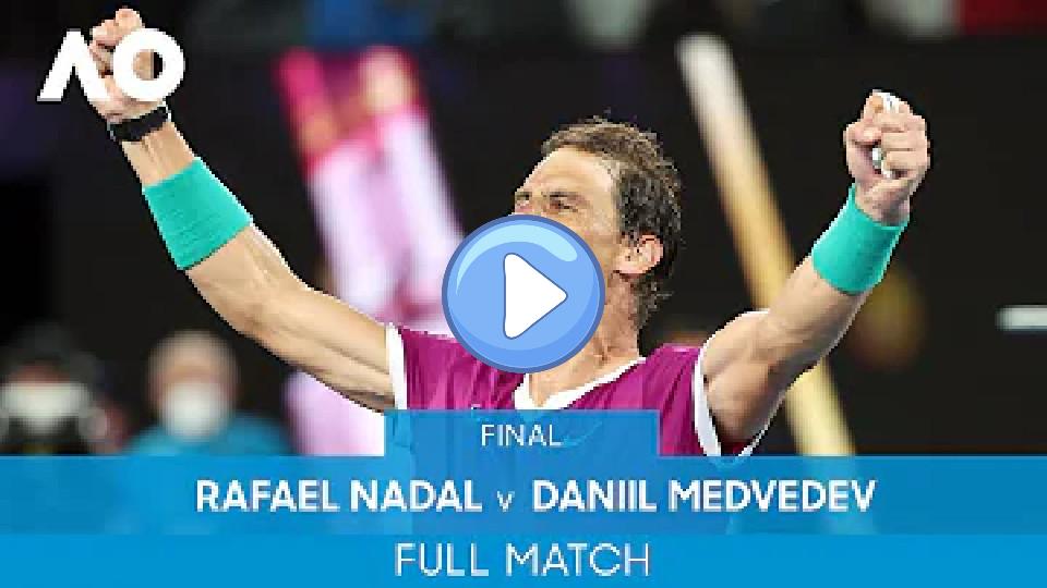 Play video: Rafael Nadal vs. Daniil Medvedev Full Match (Final) | Australian Open 2022 Video thumb: Rafael Nadal vs. Daniil Medvedev Full Match (Final) | Australian Open 2022