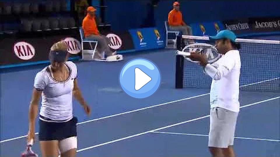 Video thumb: Elena Vesnina Hits Leander Paes - Australian Open 2013