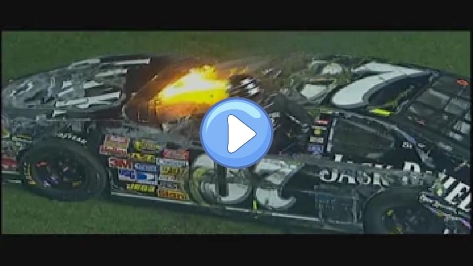 Video thumb: The 2007 Daytona 500 concluded with Kevin Harvick narrowly defeating Mark Martin in a thrilling finish. As the race came to an end, a multi-car wreck occurred behind the leaders, involving several drivers, including Clint Bowyer. Bowyer's car flipped and slid across the finish line on its roof, coming to a stop upside down. Despite the dramatic nature of the crash, Bowyer emerged uninjured.