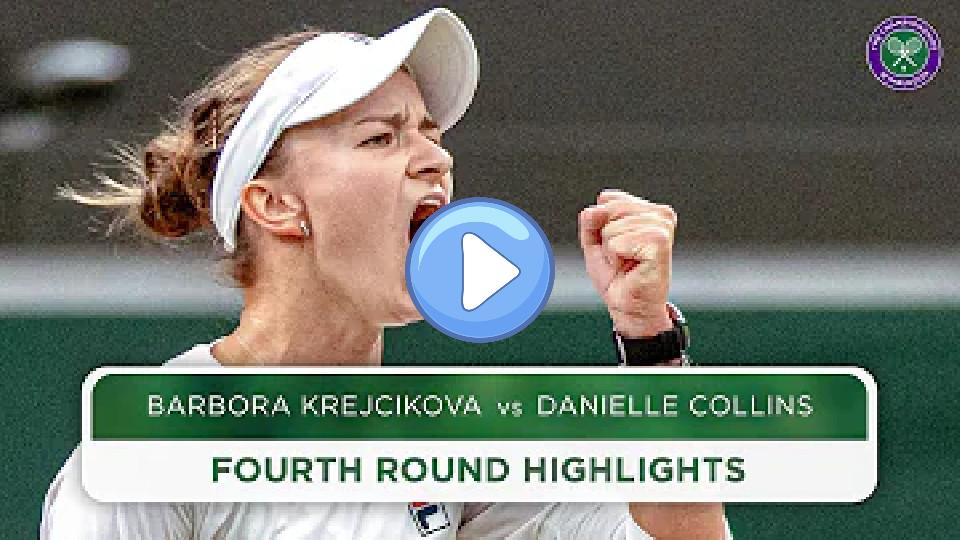 Video thumb: Tight Tussle in Round of 16 | Barbora Krejcikova vs. Danielle Collins | Highlights | Wimbledon 2024