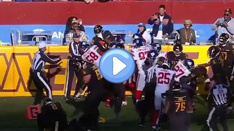 Video thumb: Commanders and Giants Brawl After Sam Howell Touchdown (Multiple Ejections) 😳