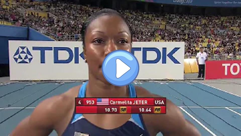 Video thumb: Carmelita Jeter Wins the Women's 100m Final