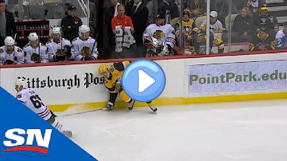Video thumb: Sidney Crosby Exits Game After Falling Into Boards and Blocking Shot