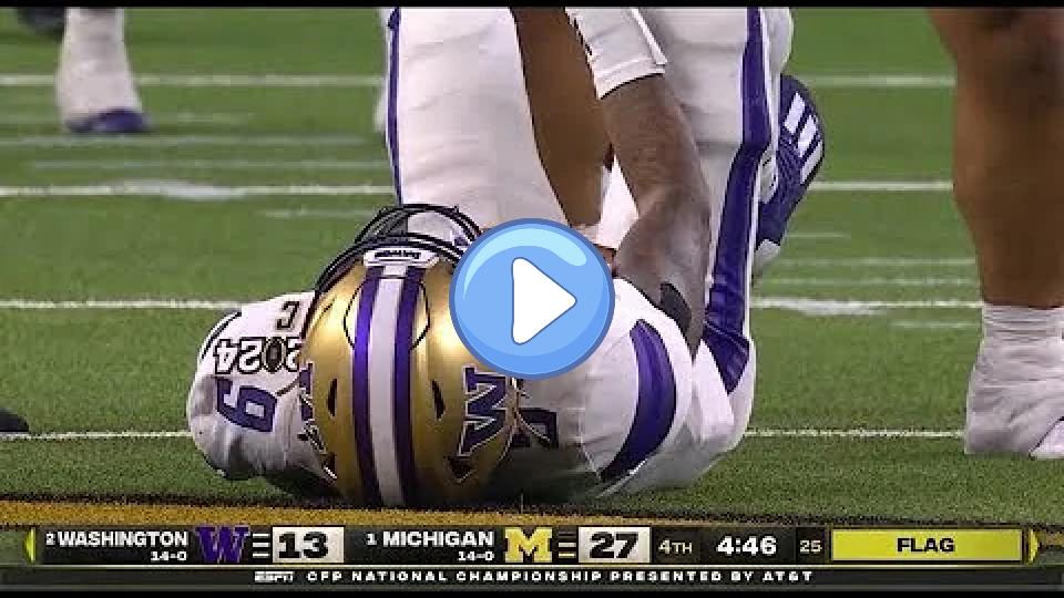 Video thumb: Washington QB Michael Penix Jr. Injury vs Michigan | Michigan vs Washington CFP 2024