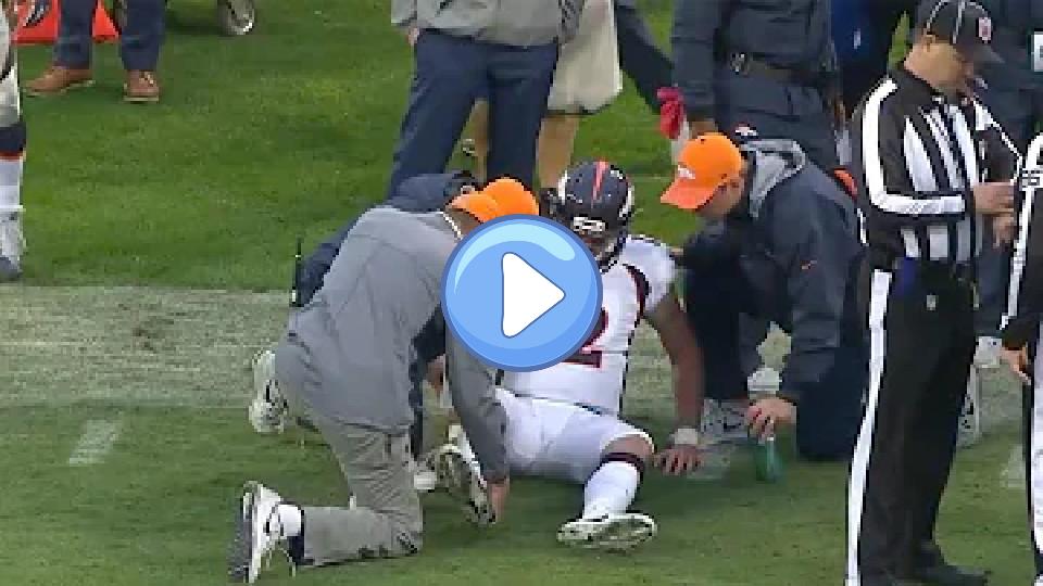 Video thumb: Paxton Lynch injures ankle in first start for Broncos during the third quarter