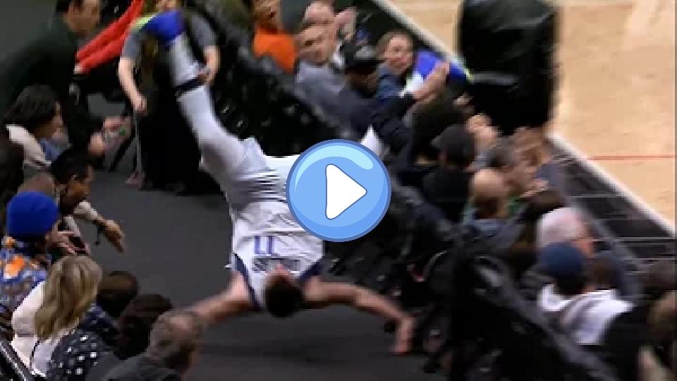 Video thumb: Luka Doncic takes a scary fall over the front row of the crowd vs. Clippers