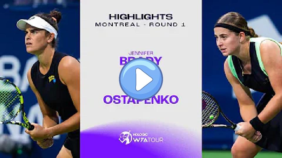 Video thumb: Jennifer Brady vs. Jelena Ostapenko | 2023 Montreal Round 1 | WTA Match Highlights