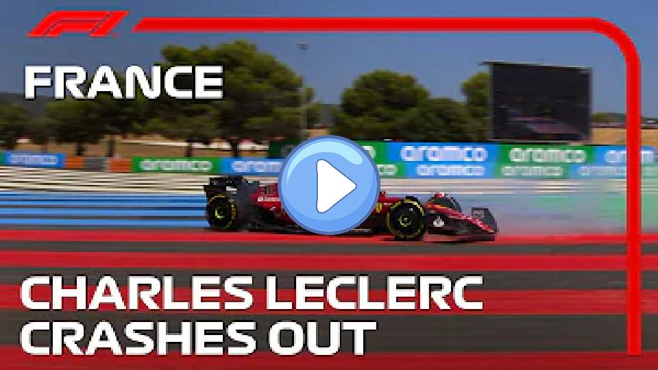 Video thumb: Charles Leclerc Crashes Out of the Lead | 2022 French Grand Prix