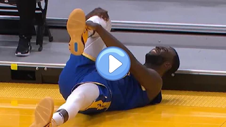 Video thumb: Draymond Green goes down and remains on the ground with a non-contact injury.