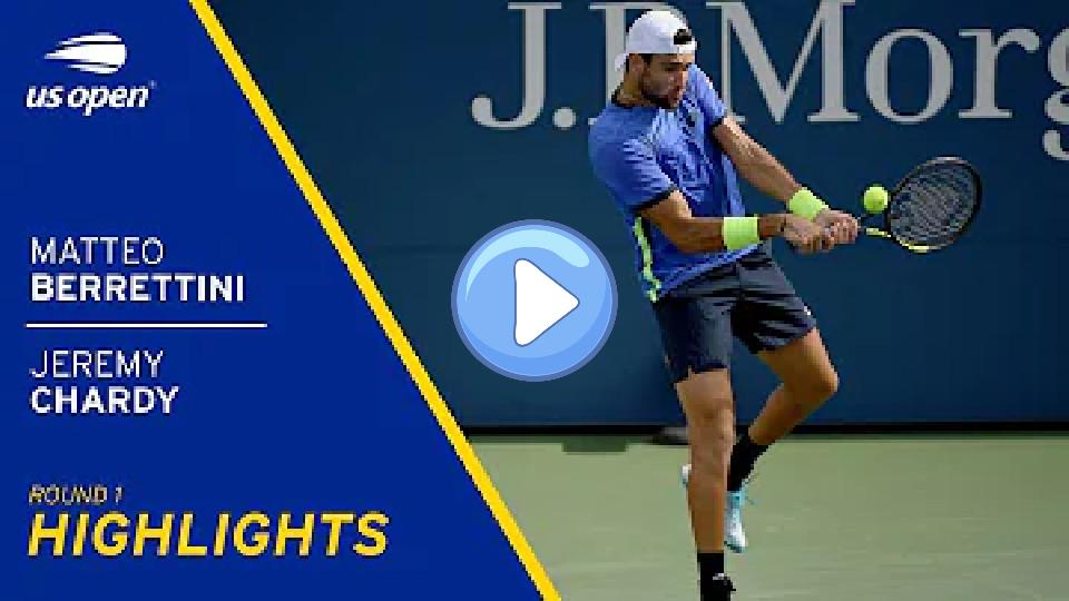 Play video: Matteo Berrettini vs Jeremy Chardy Highlights | 2021 US Open Round 1 Video thumb: Matteo Berrettini vs Jeremy Chardy Highlights | 2021 US Open Round 1