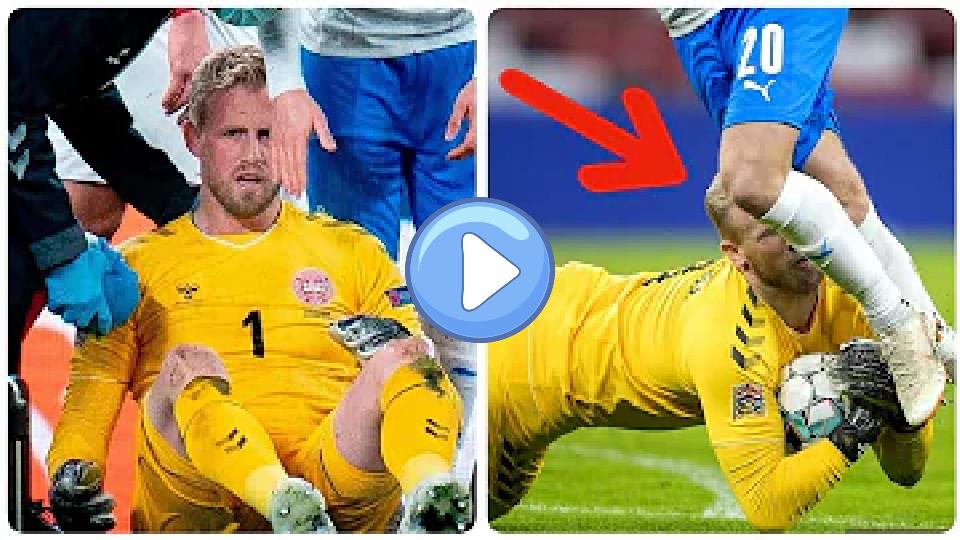 Video thumb: Leicester City star Kasper Schmeichel picked up an injury during the Denmark vs Iceland match.