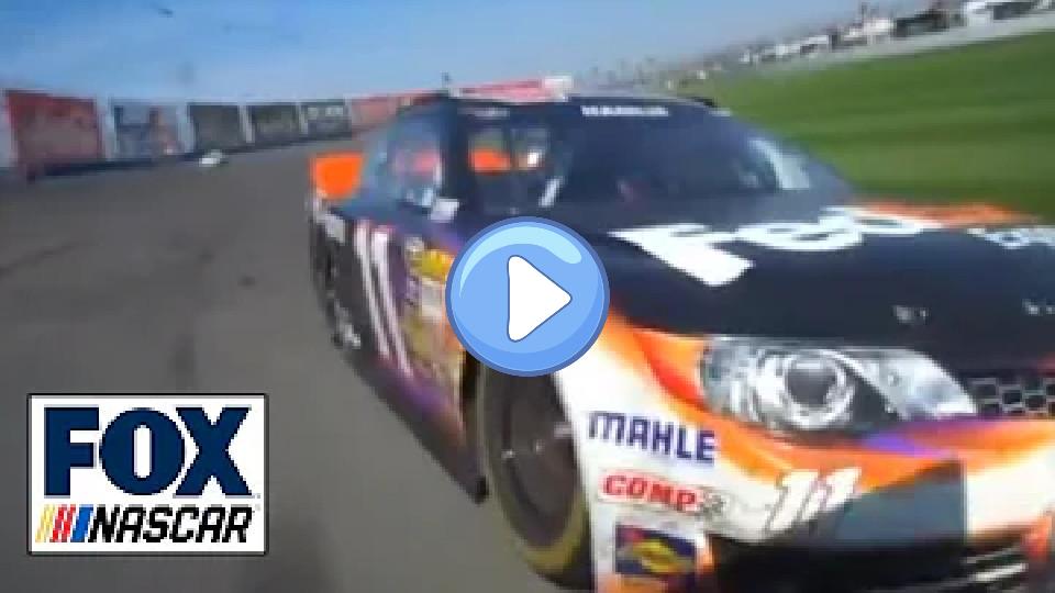 Video thumb: Last-lap crash between Logano and Hamlin at the Auto Club 400