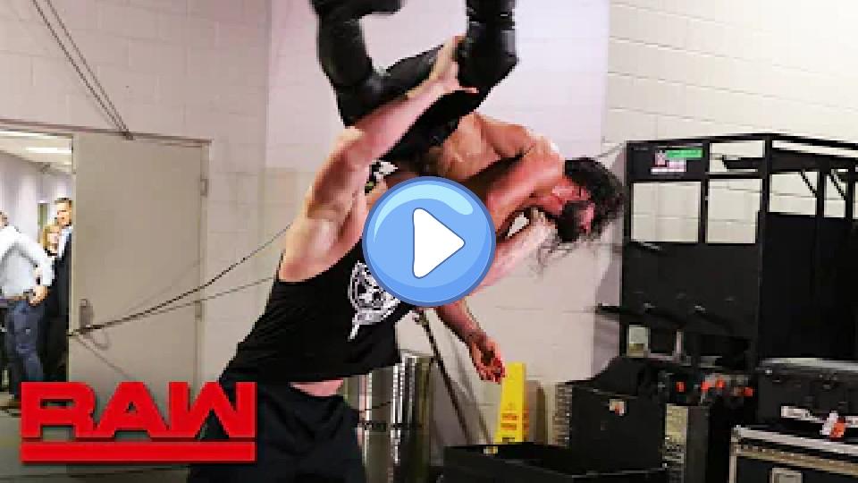 Video thumb: Brock Lesnar pummels an injured Seth Rollins: Raw, July 29, 2019.