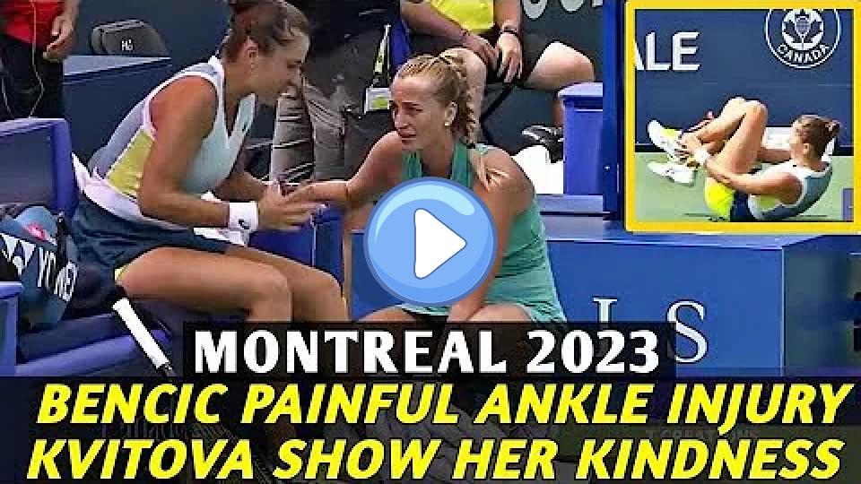 Video thumb: Belinda Bencic Suffers Painful Ankle Injury; Petra Kvitova Assists Her During Montreal Quarterfinal 2023