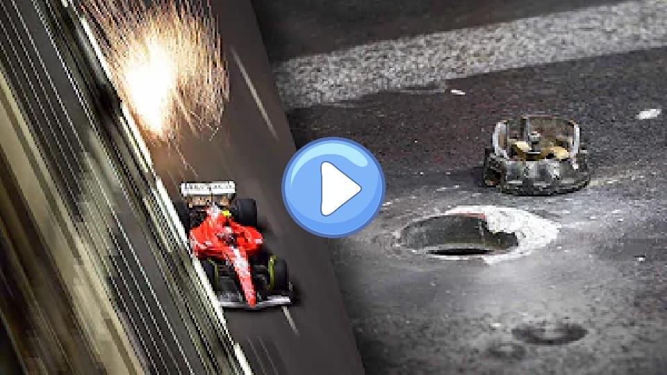 Play video: Carlos Sainz's Ferrari Damaged During Formula 1 Practice Video thumb: Carlos Sainz's Ferrari Damaged During Formula 1 Practice