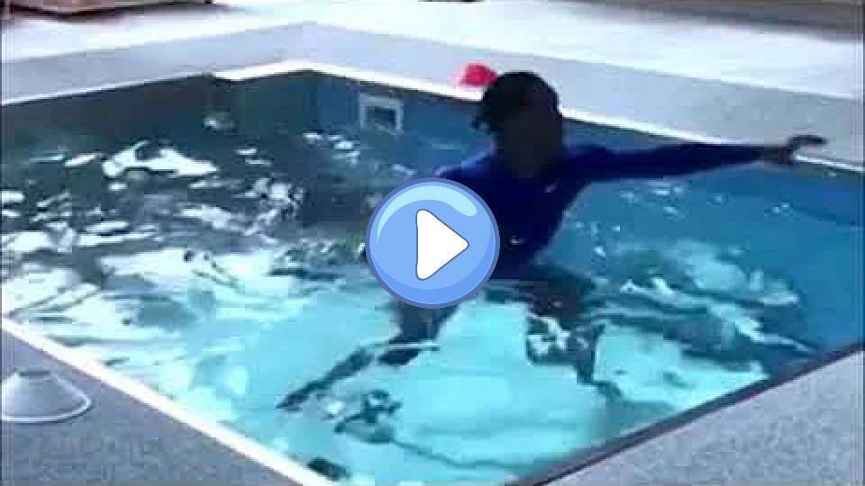 Video thumb: Chelsea striker Michy Batshuayi works on his ankle injury in a rehab pool at Stamford Bridge.