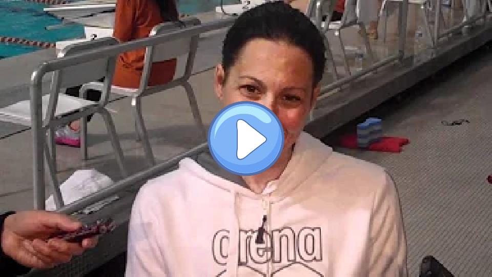 Play video: Janet Evans after qualifying for the Olympic Trials in the 400m freestyle. Video thumb: Janet Evans after qualifying for the Olympic Trials in the 400m freestyle.