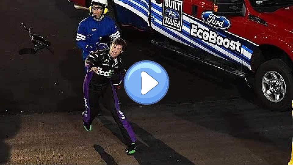 Video thumb: Hamlin wrecked while leading, taking Junior with him.