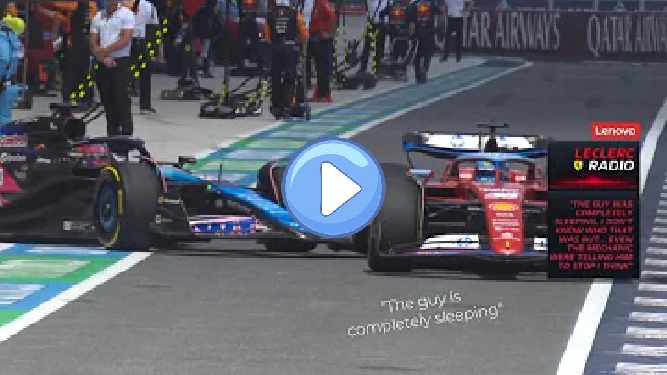 Video thumb: Ocon hits Leclerc in the pit lane and receives a 10-second penalty before the sprint starts | F1 Miami GP